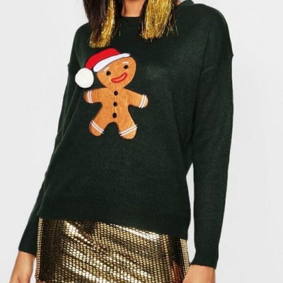 Christmas Green Gingerbread Man Sweater - Picture 1 of 4